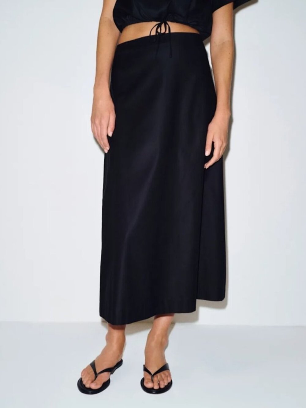 NEW Reformation Jordan Two Piece Short Sleeve Skirt Set Cotton Black | US 0 UK 4 - Picture 3 of 14